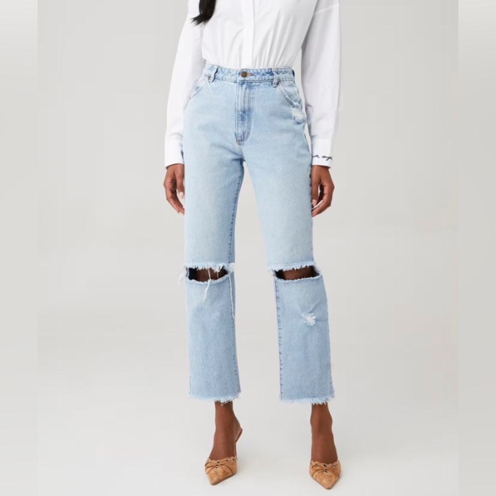 ROLLA'S Light Blue Original High Rise Straight Leg Distressed Jeans